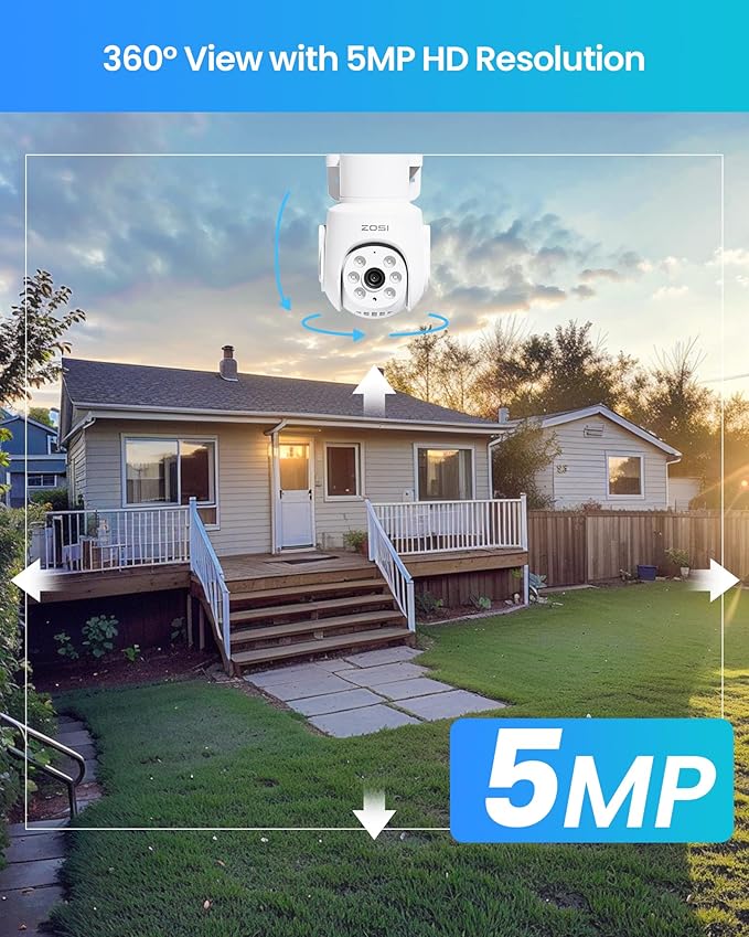 ZOSI 8CH 5MP Wi-Fi 6 Security Camera System with 12" LCD Monitor,4pcs 5mp Pan Tilt Plug-in WiFi Cameras Outdoor Indoor,AI Person Detection,Color Night Vision,2-Way Audio,1TB HDD for 24/7 Recording