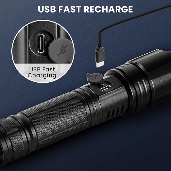 Rechargeable LED 90,000 Flashlights High Lumens, 2 Pack Super Bright Flash Light with 5 Modes, High Powered Handheld Flashlight for Home Camping Hiking Night Work