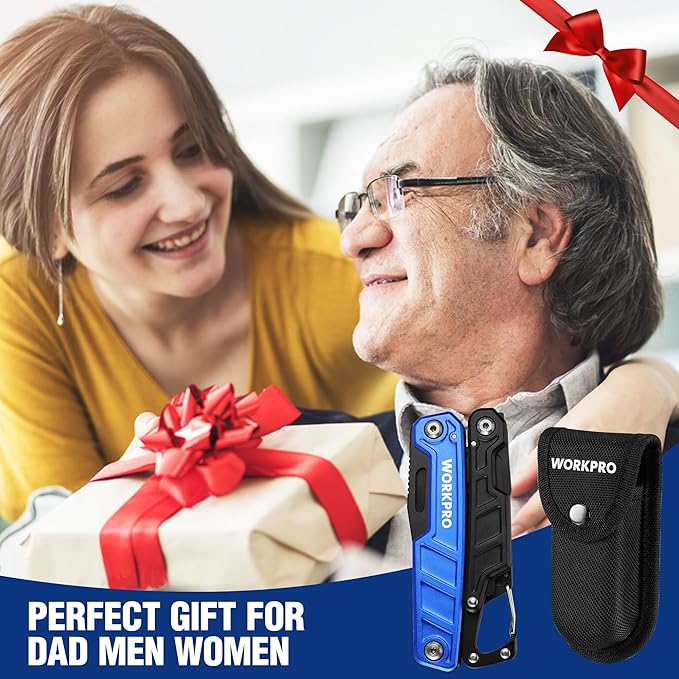 WORKPRO Multitool-11 in 1 Camping Tools with Mini Hammer-EDC Gear Multi Tools Hammer with Safety Lock and Pouch-Mini Multitools Gifts for Men and Women-Camouflage