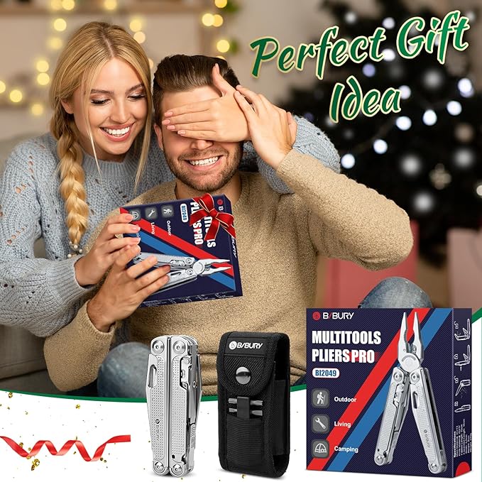 BIBURY Multitools Pliers Pro BI2049, Multi Tool Foldable Pliers with Large Saw Blade, Wire Cutters, Upgraded Multi Tool w/Scissors and Screwdirver Set, Multitool for Outdoor Hunting Survival Camping