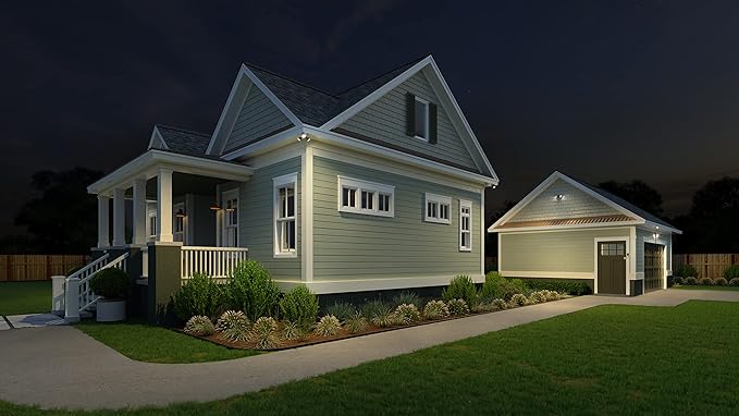 Lithonia Lighting HomeGuard 2-Light LED Outdoor Flood Lights, Motion Sensor Outdoor Lights with Dusk to Dawn, Adjustable Lumens and Color, Round Heads, White (HGX LED 2RH ALO SWW2 120 PIR WH M2)