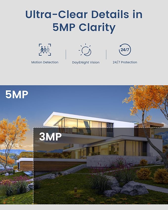 5MP 16CH Home Security Camera System, 10Pack Wired PoE IP Cameras Outdoor with Person/Vehicle Detection, 4K 16CH NVR with 4TB HDD, Spotlight Siren, 24/7 Recording