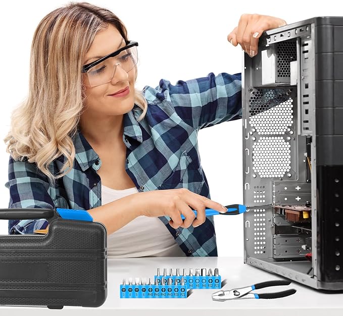 39 Piece Basic Home Tool Set Household Tool Set General Repair Small Hand Tool Kit in Toolbox Storage Case for Home Garage Office College Dormitory Use, Blue