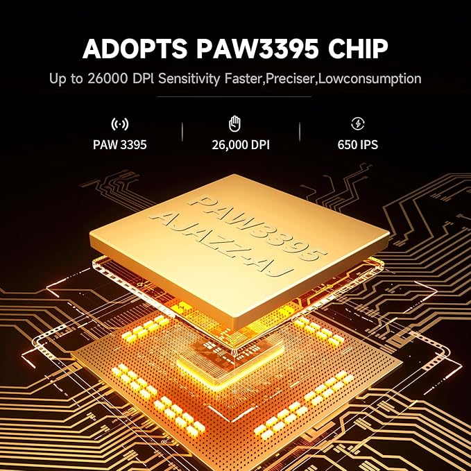 AJAZZ AJ159P Wireless Gaming Mouse with RGB Charging Dock, PAW3395 26K DPI Sensor, 56G Lightweight Ergonomic Mouse, 5 Programmable Buttons, 80 Million ASIN Switch