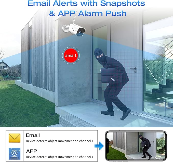 Wireless Security Camera System with 3TB HDD - 4 Outdoor Bullet Cameras & 8CH NVR for 24/7 Recording - IP66 Weatherproof, Remote Access, Plug-and-Play Home CCTV Setup