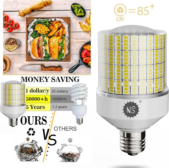 70W 10500LM Corn Bulbs (1-Set) - 90% Energy Saving, IP65 Waterproof, E26/E39, 5000K Daylight, High Bay, ETL/FCC/ROHS/CE Certified, Not Dimmable
