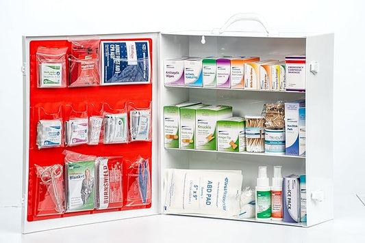 3-Shelf Metal 1st Aid Cabinet Class A, Large Capacity First Aid Wall Mount Medicine Cabinet, Secure Metal Med Box with Easy Access, Exceeds OSHA/ANSI Z308.1 2015, Over 600 Pieces