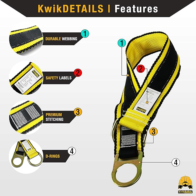 KwikSafety - Charlotte, NC - SUPERCELL Safety Harness [KIT] Premium Shoulder Padding ANSI OSHA Full Body Fall Protection Work Equipment | Construction Tower Climbing Roofing