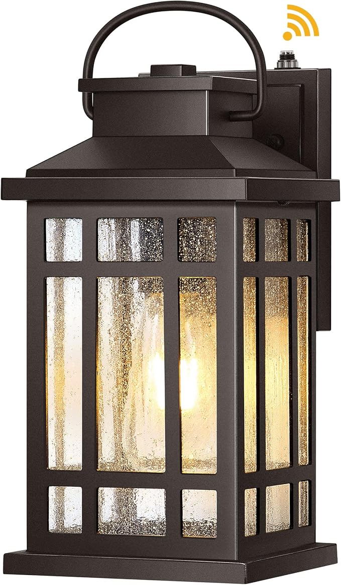 Outdoor Light Fixture, Dusk to Dawn Outside Lights for House, Brown Outside Sconce Lighting, Oil Rubbed Bronze Exterior Porch Lights Wall Mount, Modern Outdoor Wall Lantern for Patio Garage