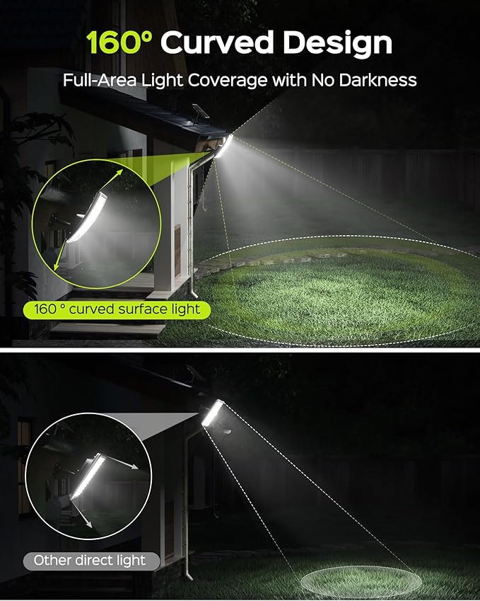 JACKYLED Solar Lights Outdoor Waterproof, Motion Sensor Security Flood Lights Convex Lens Amplified 50% Brighter with 16.4ft Extension Cord, Security Light for Barn, Porch, Backyard, Garage,1-Pack