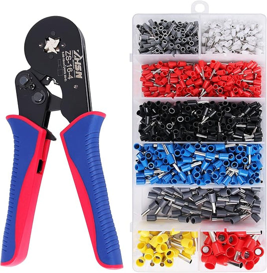 Zhushan HSC16-4 Ferrule Crimp Tool Kit,Wire Ferrule Crimper AWG 30-5 (0.08-16mm²) with 1000PCS Ferrule Connectors Wire Ends Terminals