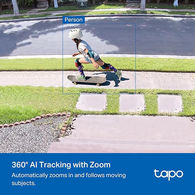 Tapo 4K 8MP Wired Pan/Tilt Outdoor Security Camera, Free Person/Vehicle Detect & 360° Motion Track, Color Night, Local AI, SD/Cloud Storage, Works w/Alexa & Google Home, 2.4 GHz WiFi C560WS