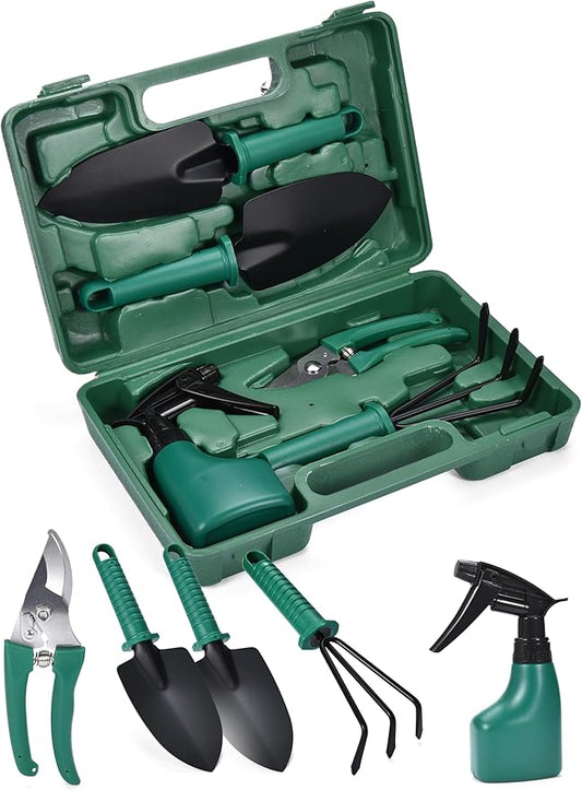 2wayz Garden Tool Set - 5-Piece Durable Gardening Hand Tools - 3x12x7-inch Gardening Kit with Portable Box and Carrying Case - Small Garden Planting and Essentials Tools - Gift for Garden Lovers