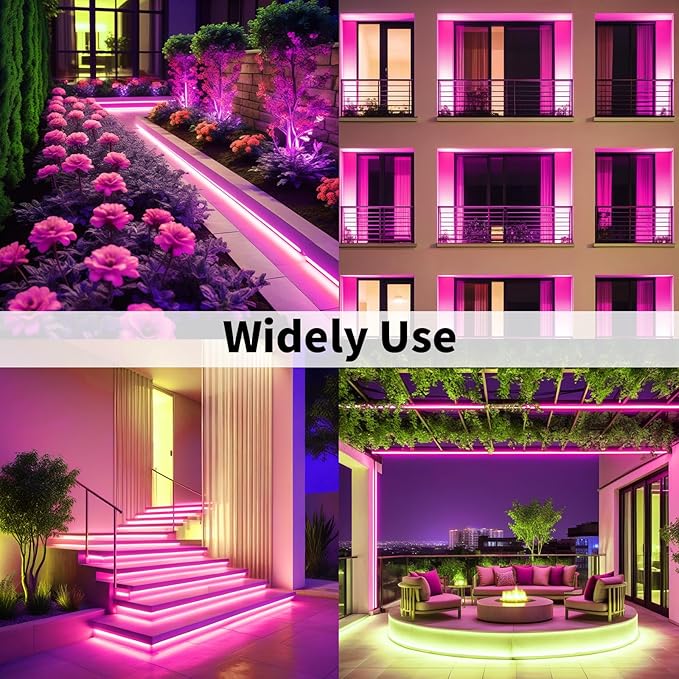 iNextStation Pink LED Strip Lights, 16.4ft Neon Rope Lights with Adapter, 12V Cuttable LED Neon Flex Light, Waterproof Silicone Neon Light Strip for Bedroom Gaming Room Wall Party Decor