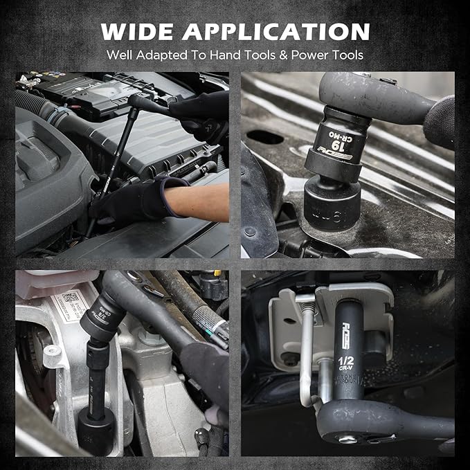 71-Piece 3/8" Drive Master Impact Socket Set, SAE and Metric, 5/16"- 3/4", 8mm - 22mm, Cr-V, Cr-MO, Universal Joint Deep Standard Sockets with Ratchet Handle, Swivel Sockets, Extension Bars, Adapters