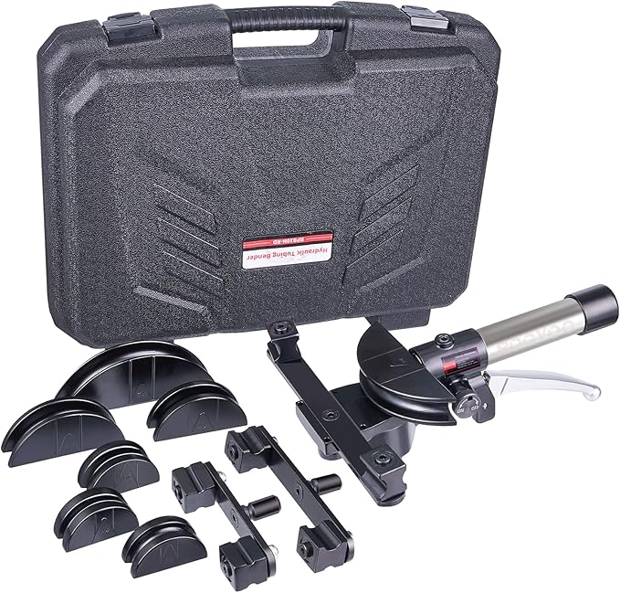 Hydraulic Tubing Bender Kit 1/4"–7/8", 180 Degree Pipe Bender Tool with 7 Dies for Copper and Aluminum, Ideal for HVAC and Refrigeration Applications