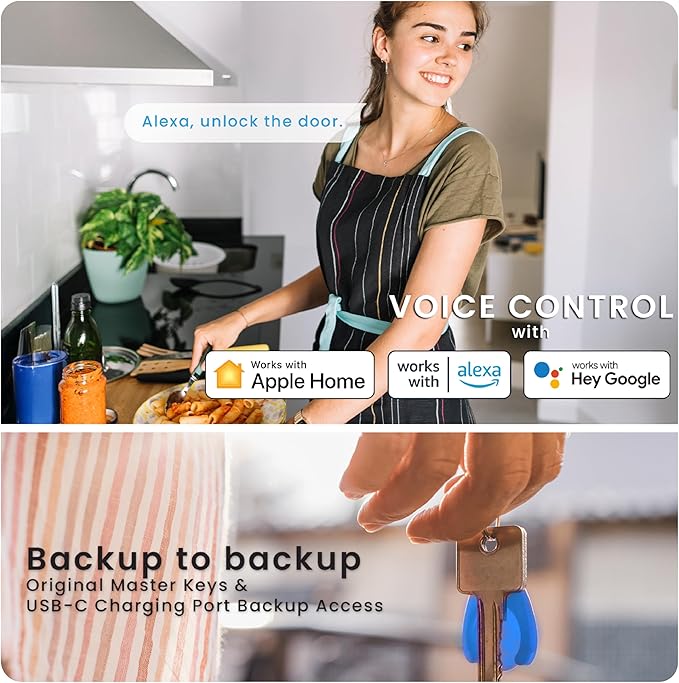 Lockly PIN Genie Pro Zeno Series Smart Lock, Keyless Entry Door Lock with Apple Home Key, Built-in Wi-Fi Keypad Deadbolt Locks for Front Door, App Remote Control, IP65 Weatherproof, Easy Installation