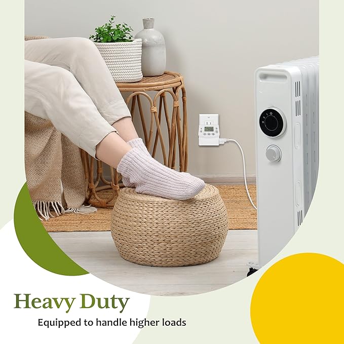 TG Heavy Duty Programmable Plug-in Digital Timer for Electrical Outlets, 7-Day Schedule, Random Mode, Daylight Savings, White