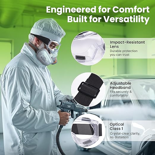 AirGearPro Vision-1000 Anti-Fog Safety Goggles | Impact Resistant Protective Goggles | ANSI Z87.1 Work Goggles for Painting, Sanding, Dust, Woodworking, Construction, Chemistry, Laboratory (2 Pack)