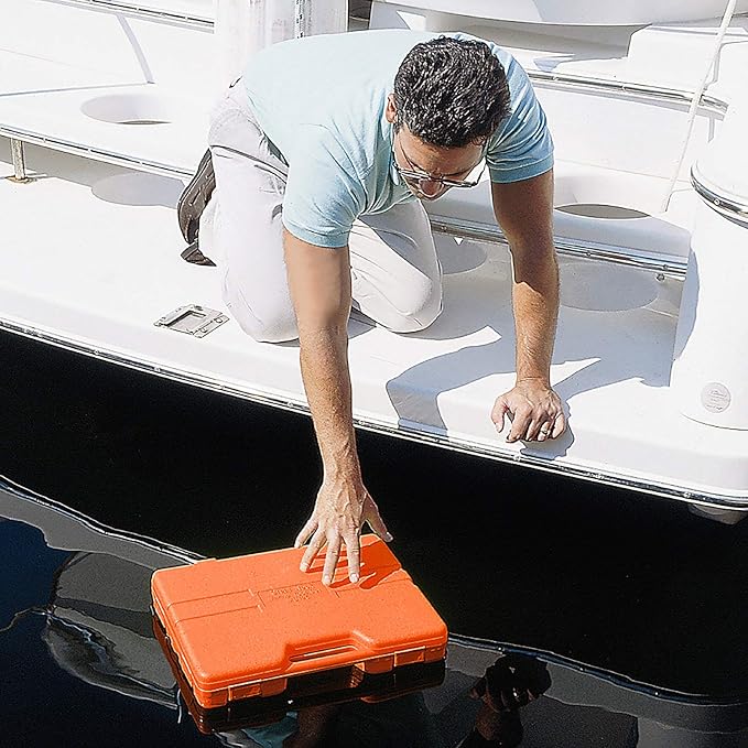 GreatNeck MS125 125 Piece Marine Tool Set, Complete With High Visibility, Water-Resistant Boat Tool Box Case, Anti-Rust Chrome-Plated Boat Supplies And Accessories, Orange