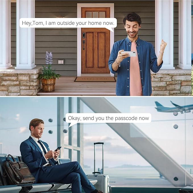 Fingerprint Door Lock with Handle Sets, BEBASIA Keyless Entry Door Lock, Bluetooth Front Handle Set, Smart Deadbolt, Electronic Keypad Digital Lock with Handle, Black