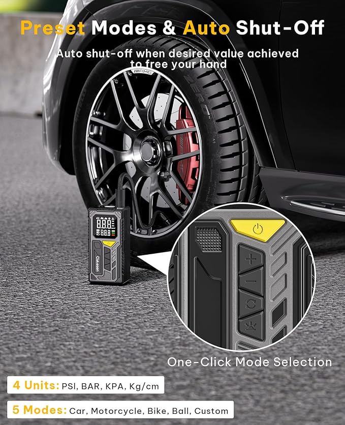 Tire Inflator Portable Air Compressor-150psi Cordless Portable Air Pump for Car Tires Faster Inflation with Tire Pressure Gauge LED Light for Bike Pump Car Bicycle Ball More