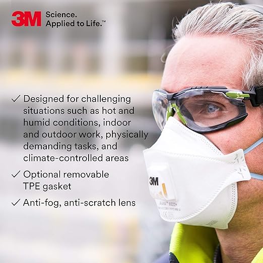3M Solus 27362-case Protective Eyewear 1000 Series S1201SGAF-SKT, Scotchgard Anti-Fog Lens, 5" Height, 2" Wide, 10" Length, Polycarbonate/Plastic, One Size Fits Most, Green/Black/Clear (Pack of 20)
