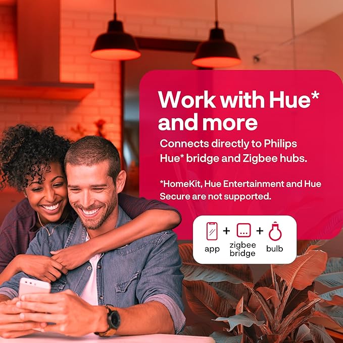 innr Zigbee A19 Smart Bulb, Works with Hue*, Alexa, SmartThings (Hub Required), White & Color, 40% More Brightness, E26 LED Color Changing Light Bulb, Dimmable, 1100 Lumen, 2-Pack