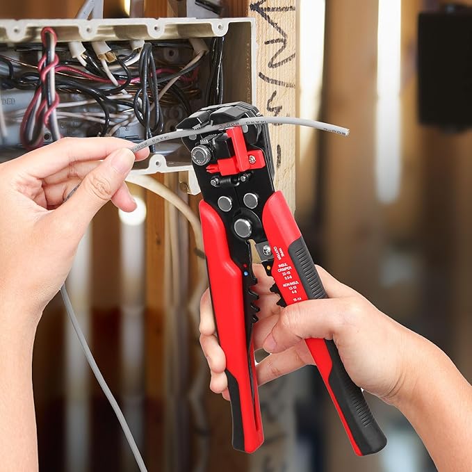 Kuject Wire Stripper and Crimping Tool Kit, AWG 24-10 Self-Adjusting Electrical Wire Stripping with AWG 22-10 Ratchet Wire Crimper for Heat Shrink Connectors