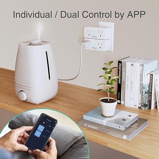 GHome Smart Plug, Mini 2.4G Wi-Fi Outlet Compatible with Alexa and Google Home Surge Protector, Dual Sockets APP Control with Timer Schedule Function, ETL FCC Listed, 4 Pack, 15A