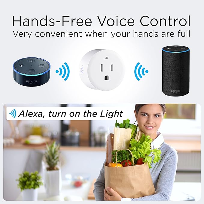 JONATHAN Y PLG1000B Smart Plug, WiFi Remote App Control, Alexa, Google Home Assistant Compatible, No Hub Required Black