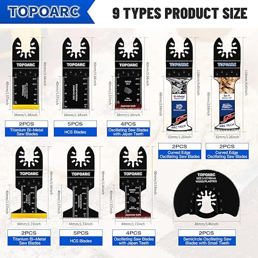 28 PCS Oscillating Saw Blades Quick Release Saw Blades Titanium Multitool Blades for Cutting Wood Plastics Metal, Oscillating Tool Blades Kits Compatible with Dewalt, Bosch, Milwaukee