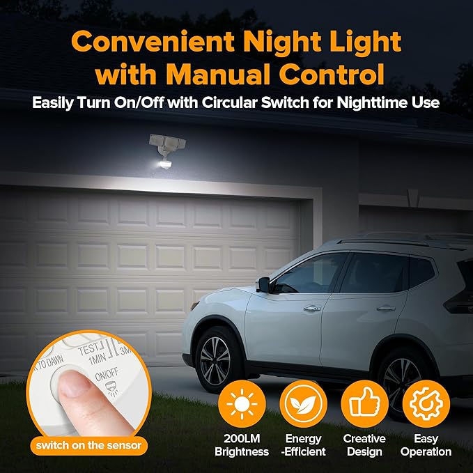 LUTEC 84W 9500LM LED Security Light Motion Sensor Outdoor Lights with Night Light, 4 Head LED Flood Lights 5000K Daylight, IP65 Waterproof, Motion Detected Lights for Outside (White)