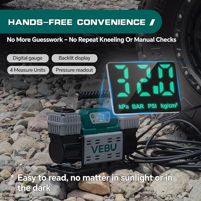 ‌Offroad Air Compressor 12V Tire Inflator, 150PSI with Auto Shut Off, Digital Display & Preset, 10.6CFM Fast Inflation for Offroad Vehicles, Trucks, SUVs, RVs, ATVs