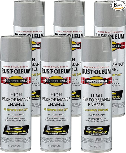 Rust-Oleum 7581838-6PK Professional High Performance Enamel Spray Paint, 15 oz, Gloss Light Machine Gray, 6 Pack