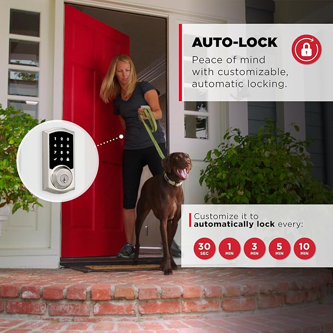 Kwikset HomeConnect 918 Traditional Z-Wave Long Range Enabled Touch Screen Lock Works with Ring Alarm, Samsung SmartThings Hub Required, Sold Seperately in Satin Nickel