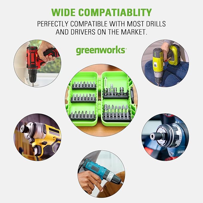 Greenworks 40 Piece Impact Rated Driving Set, Screwdriver Bit Set