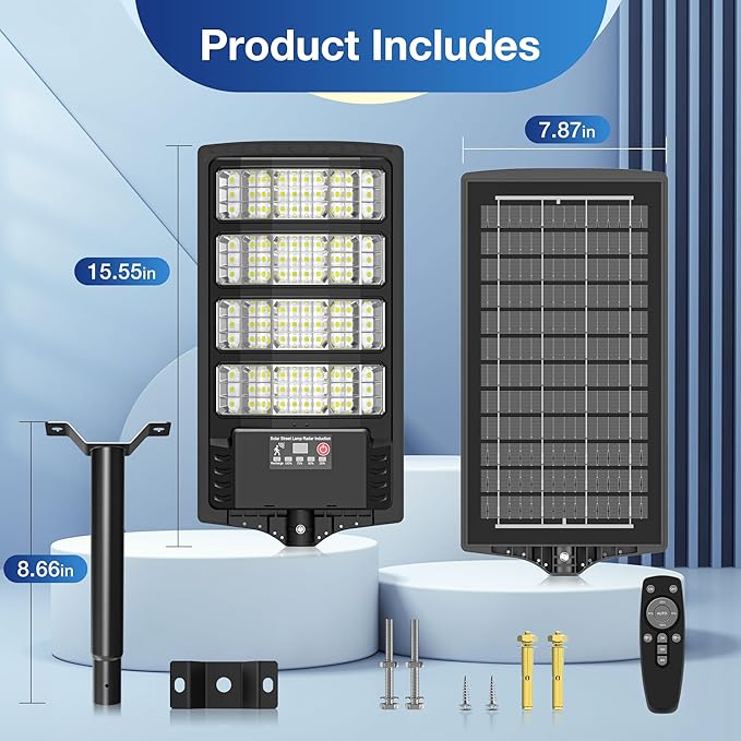 Sunwish Solar Lights Outdoor Waterproof–6500K LED Street Lights with Motion Sensor & Remote, Dusk to Dawn Flood Lights, Wide Angle Illumination Solar Parking Lot Lights for Yard, Patio, Garage