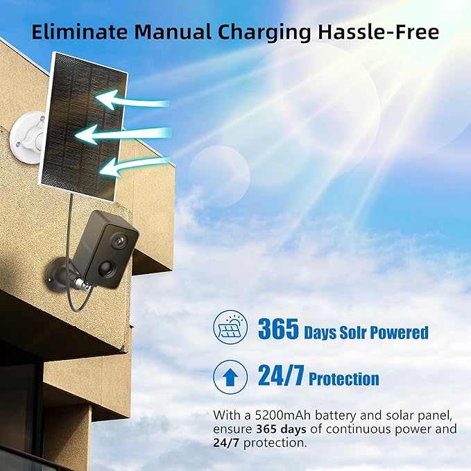 Septekon 2K Security Cameras Wireless Outdoor 2 Pack, Solar Battery Powered Camera with Two Spotlights, PIR Motion Detection Siren, Color Night Vision, 2-Way Audio, IP66 Waterpoof