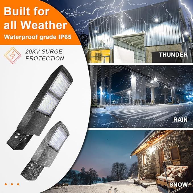 480V 150W LED Parking Lot Lights, 21000LM LED Shoebox Street Light Flood Light (500W MH/HPS Equiv.), 5000K Dimmable Commercial Area Lighting with 20KV Surge Protection, IP65 277-480V UL&DLC Listed