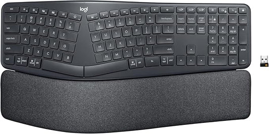 Logitech ERGO K860 Wireless Ergonomic Keyboard - Split Keyboard, Wrist Rest, Natural Typing, Stain-Resistant Fabric, Bluetooth and USB Connectivity, Compatible with Windows/Mac, Black