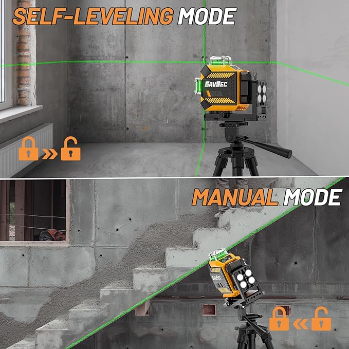 Laser Level 360 self leveling, SAVSEC 3 x 360° Brightness Adjustable Lazer Leveler Tool, 3D Rechargeable Green Cross Line Laser for Construction and Picture Hanging - Magnetic Fine-adjust Wall Bracket