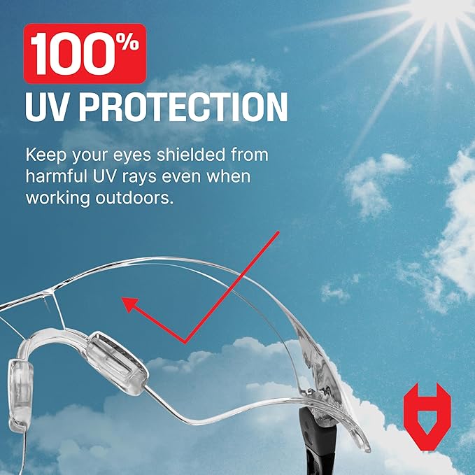 NoCry Clear Shooting Glasses for Men with Anti-Fog and Scratch Resistant Wraparound Lenses — ANSI Z87 Protective Eyewear with Adjustable Temples & Nose Pad — 100% UV Eye Protection