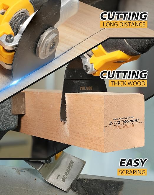 TOLESA 36 PCS Titanium Oscillating Tool Blades Kit, Multi-Purpose Set CR-V& Bi-Metal Oscillating Saw Blades for Wood, Metal, Wood, Plastic