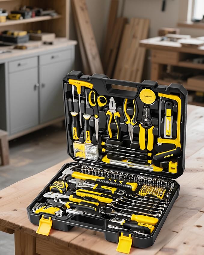 Enventor Tool Set, 220-Piece Home Tool Kit with Toolbox, Wrench and Hand Tools for Home Repairs, Auto Maintenance, DIY & General Use,Household Repair Tools for Men & Women