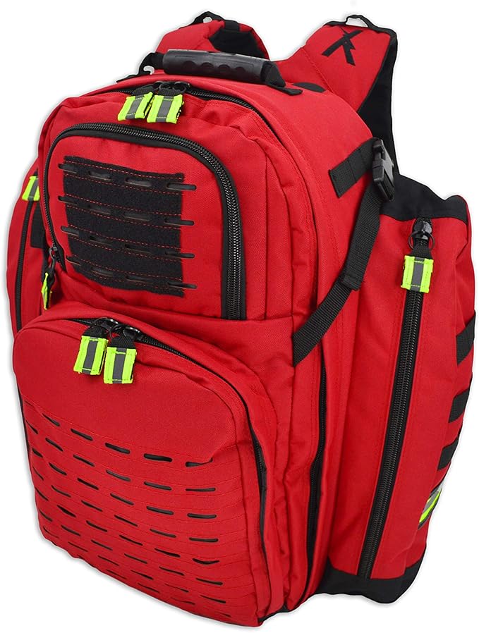 Lightning X TacMed Fully Stocked Modular ALS Trauma Backpack for EMS/EMT w/Deluxe First Aid Fill Kit C - RED