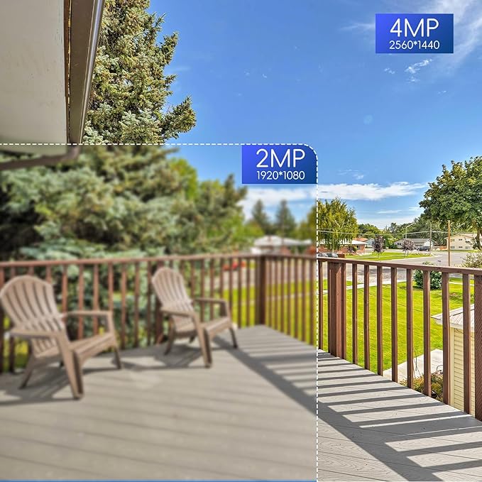 2.5K Wireless Solar Security Camera System, 4 Pack 360° View PTZ WiFi Cameras, Full Color Night Vision,Easy Setup, 2-Way Audio,10CH WiFi NVR with 128GB Storage, PIR Alarm, Compatible with Alexa