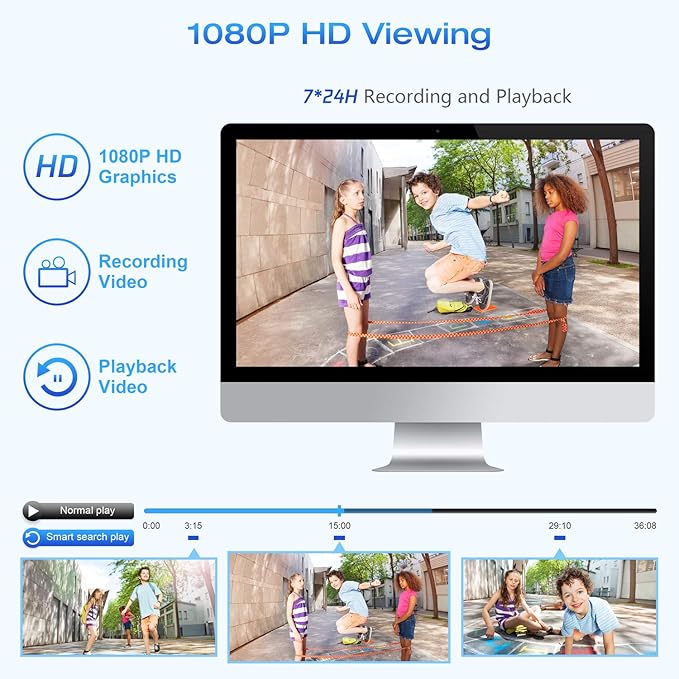 Wireless Security Camera System with 3TB HDD - 4 Outdoor Bullet Cameras & 8CH NVR for 24/7 Recording - IP66 Weatherproof, Remote Access, Plug-and-Play Home CCTV Setup