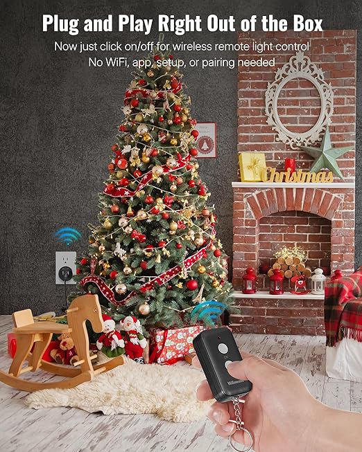 Black Remote Control Outlet, WILAWELS Wireless Remote On Off Switch for Outlet, Remote Light Switch for Lamp, Light, Programmable, 100ft RF Range, 15A/1875W, Battery Included, FCC Listed H11RC1106