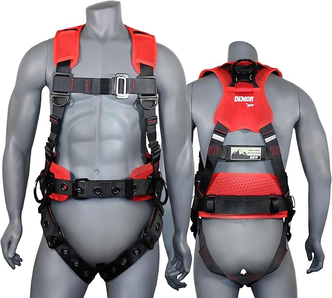 AFP Demon Fall Protection Comfortable Safety Harness (OSHA/ANSI PPE), Harness for Men Construction, Safety Harness Fall Protection Kit